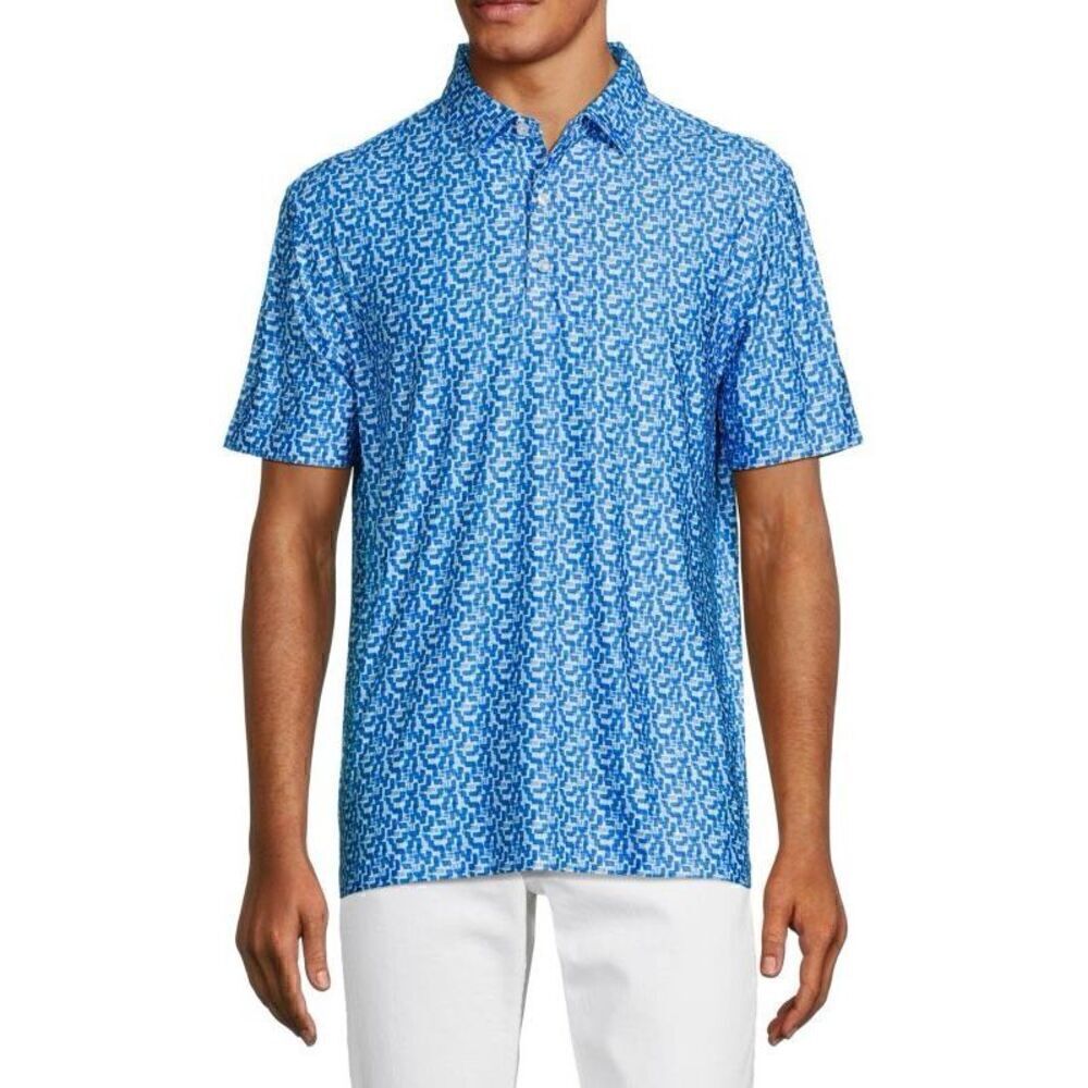 Hickey Freeman Graphic Golf Polo blue white large